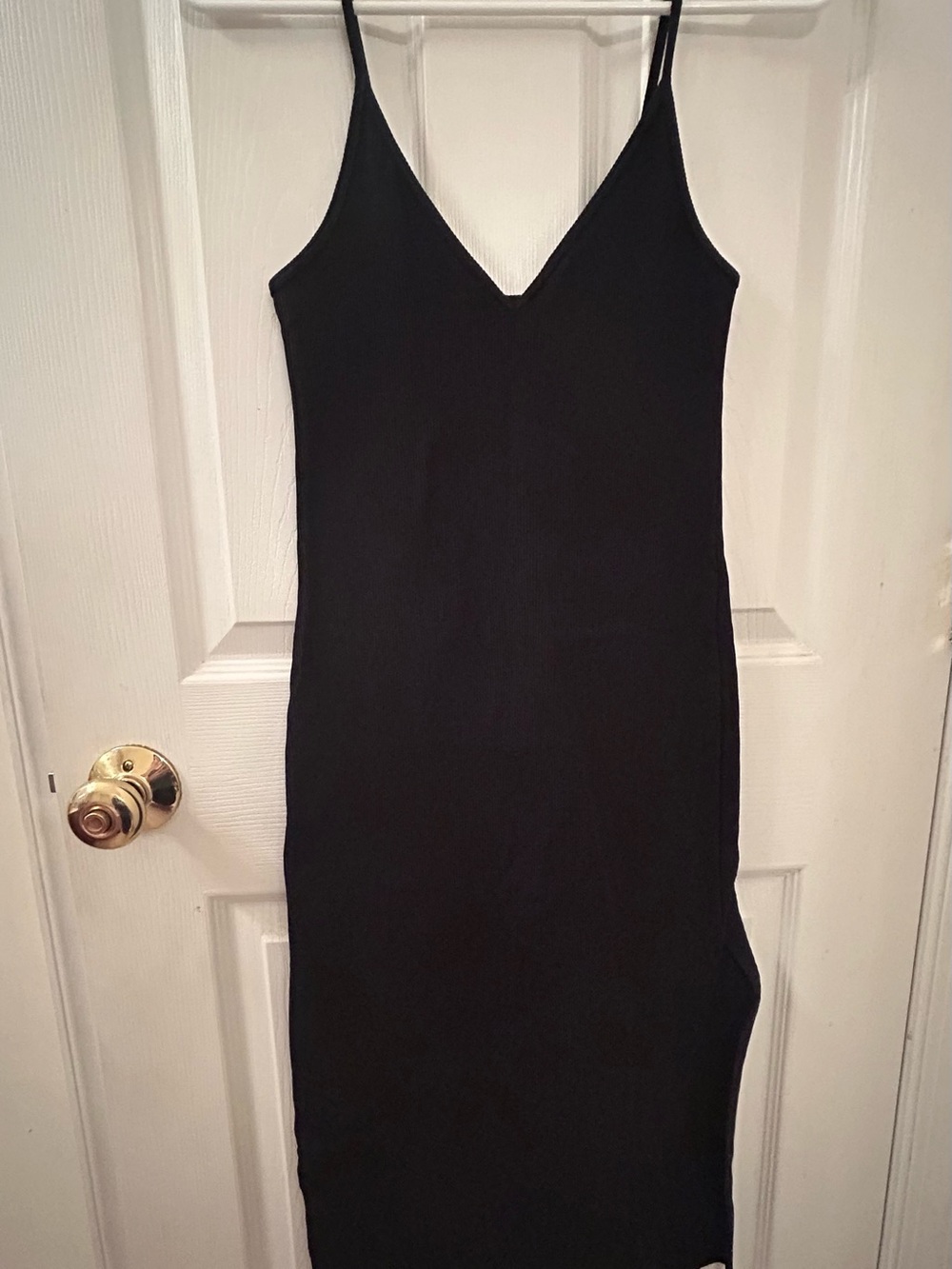 Abercrombie & Fitch Black V-Neck Midi Slim fit stretchy Dress